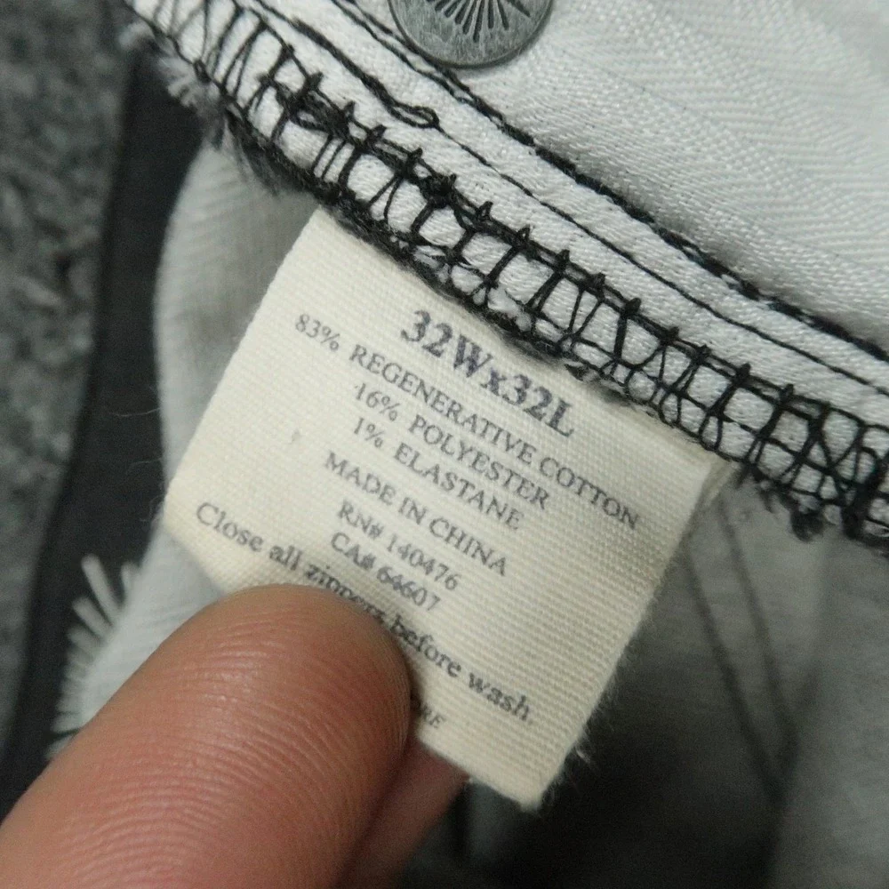 Faherty Pants Mens 32x26‎ Onyx Black Stretch Terry 5 Pocket Straight